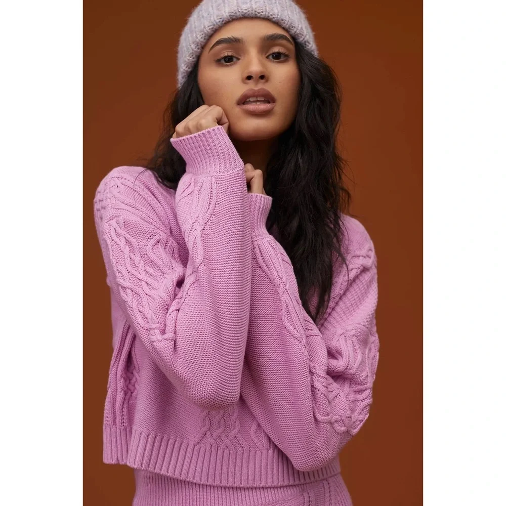 One LEFT! Anthropologie Maeve Cable-Knit Sweater Set Size XL NWT - Picture 2 of 10